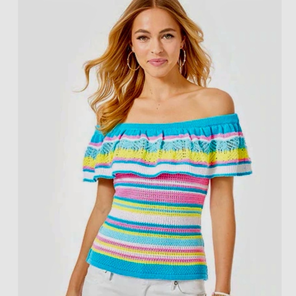 NWT Lilly Pulitzer Canaria Off Shoulder Sweater Top S